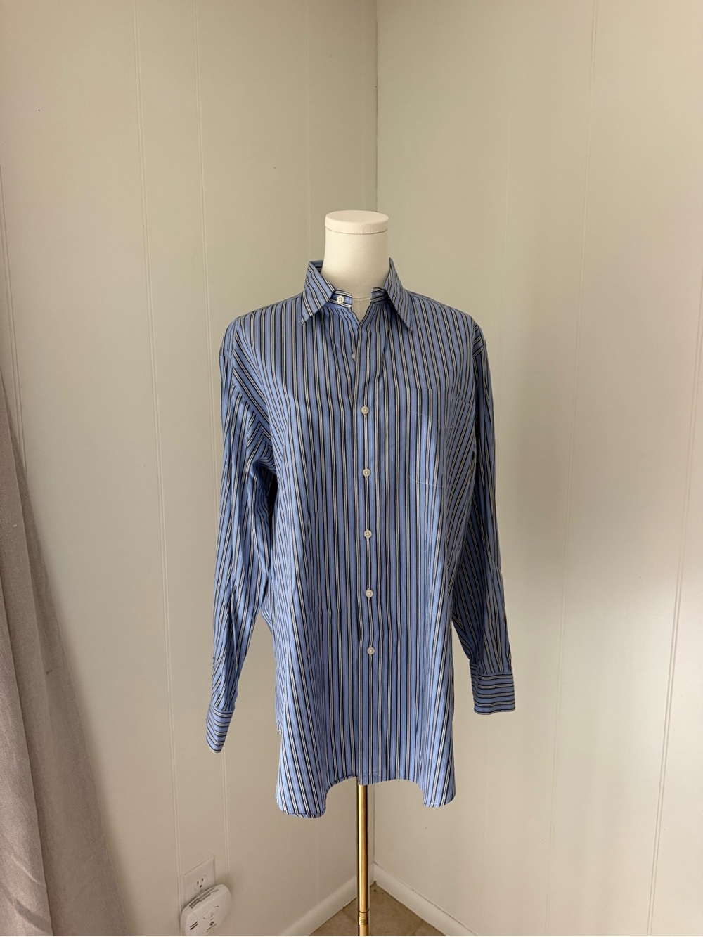 Ralph Lauren Blue Striped Casual Button-Down Shirt